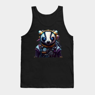 Cyborg Badger with Glowing Blue Eyes Tank Top